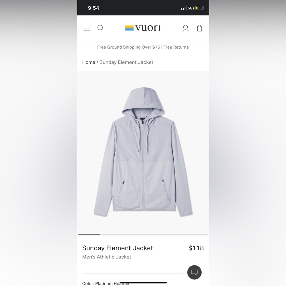 Vuori Sunday Element Jacket (LIKE NEW)